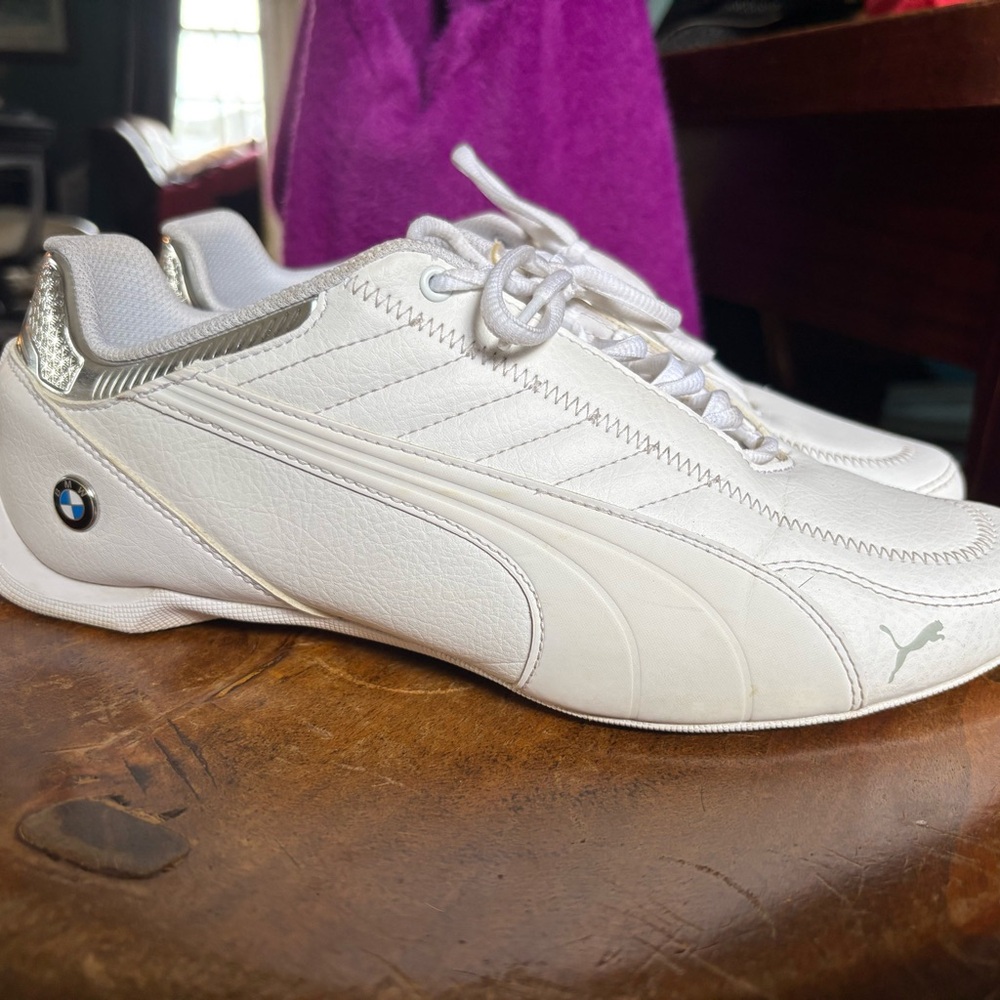 White and Silver Athletic BMW / Puma Sneakers